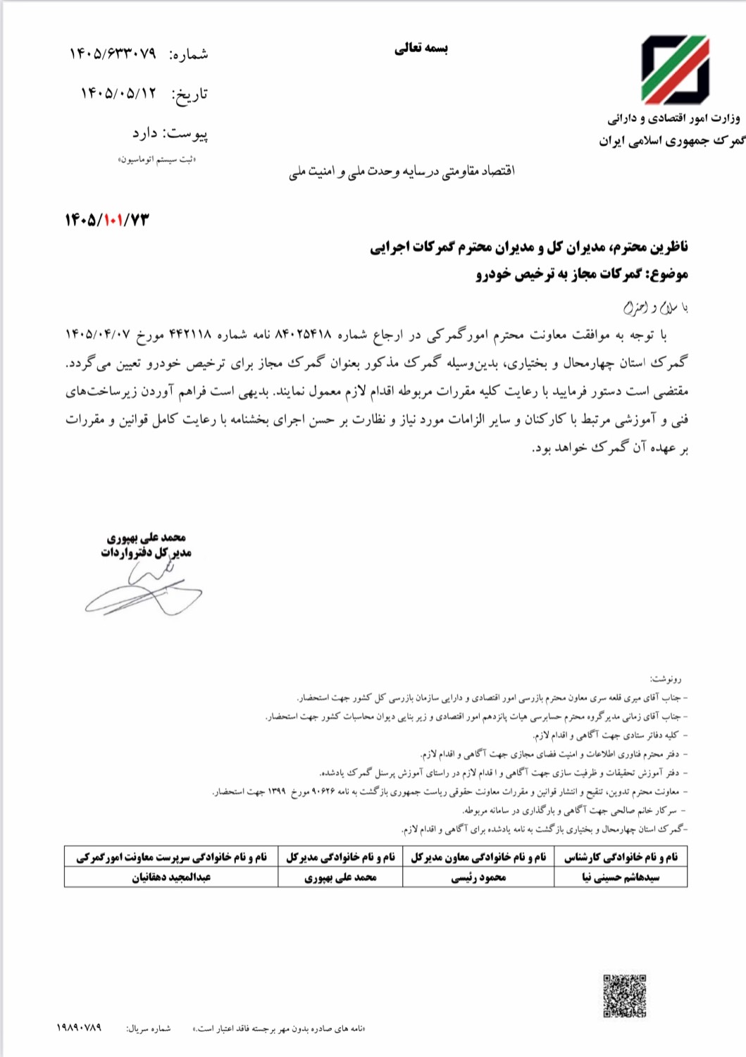 اضافه شدن گمرک استان چهار محال و بختیاری به گمرکات مجاز به ترخیص خودرو سواری